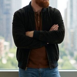 Vintage Black Suede Schott Made in USA Bomber Flight Jacket 42